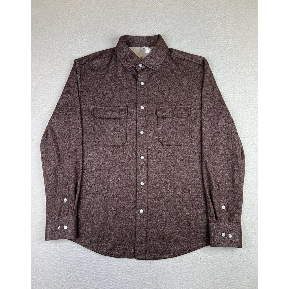 State & Liberty Shirt Men's XL Brown Patch Pocket Button Up Long Sleeve Stretch
